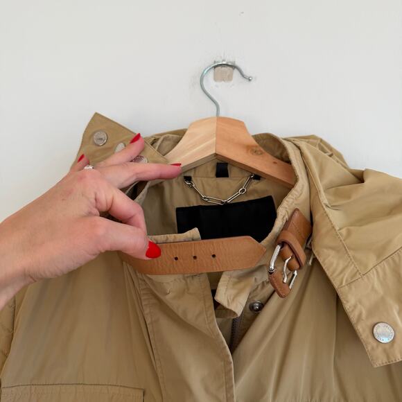 Belstaff Zip Up Utility Long Waxed Field Jacket British Khaki - Picture 7 of 14